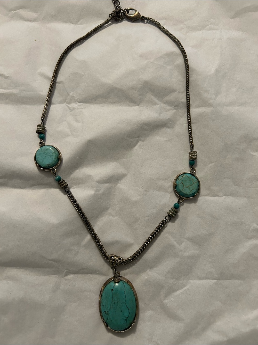 Turquoise Colored Stone Pendant Necklace - Women Jewelry